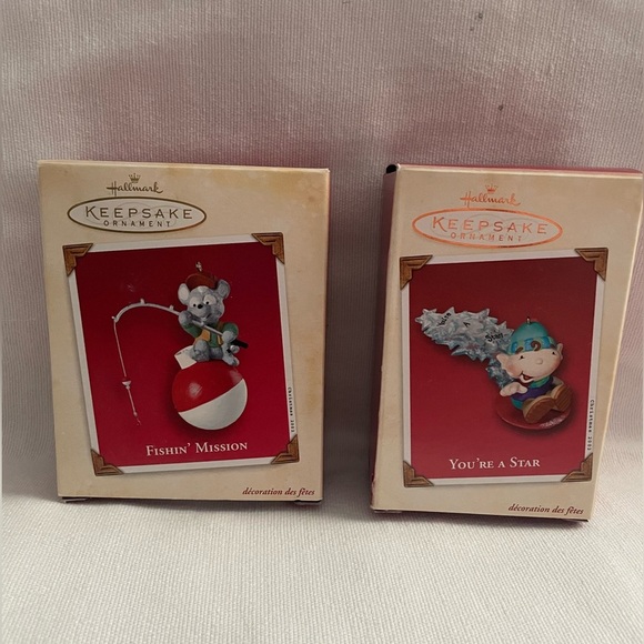 Vintage Hallmark Keepsake Ornaments  Elf Fishin’ Mission and You’re a Star Mouse - Picture 2 of 11